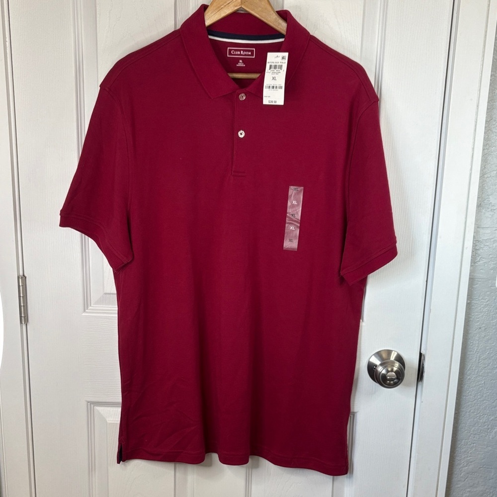 NWT‎ Club Room by Macy's Men's XL Cranberry Red Polo Shirt
